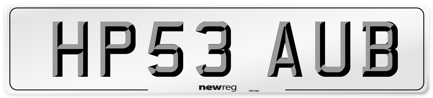HP53 AUB Number Plate from New Reg